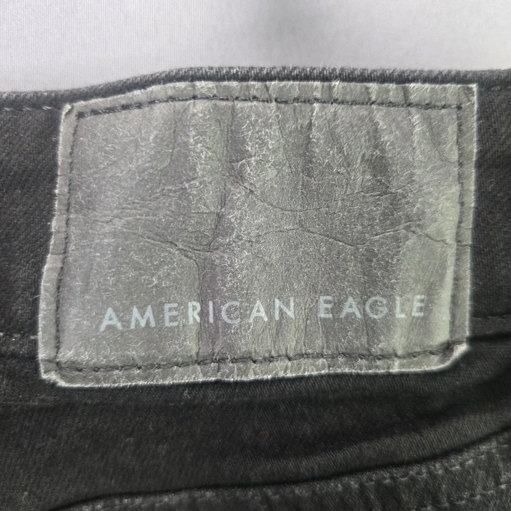 American Eagle Airflex+ Distressed Denim Shorts 34 Black Ripped Raw Hem Mens